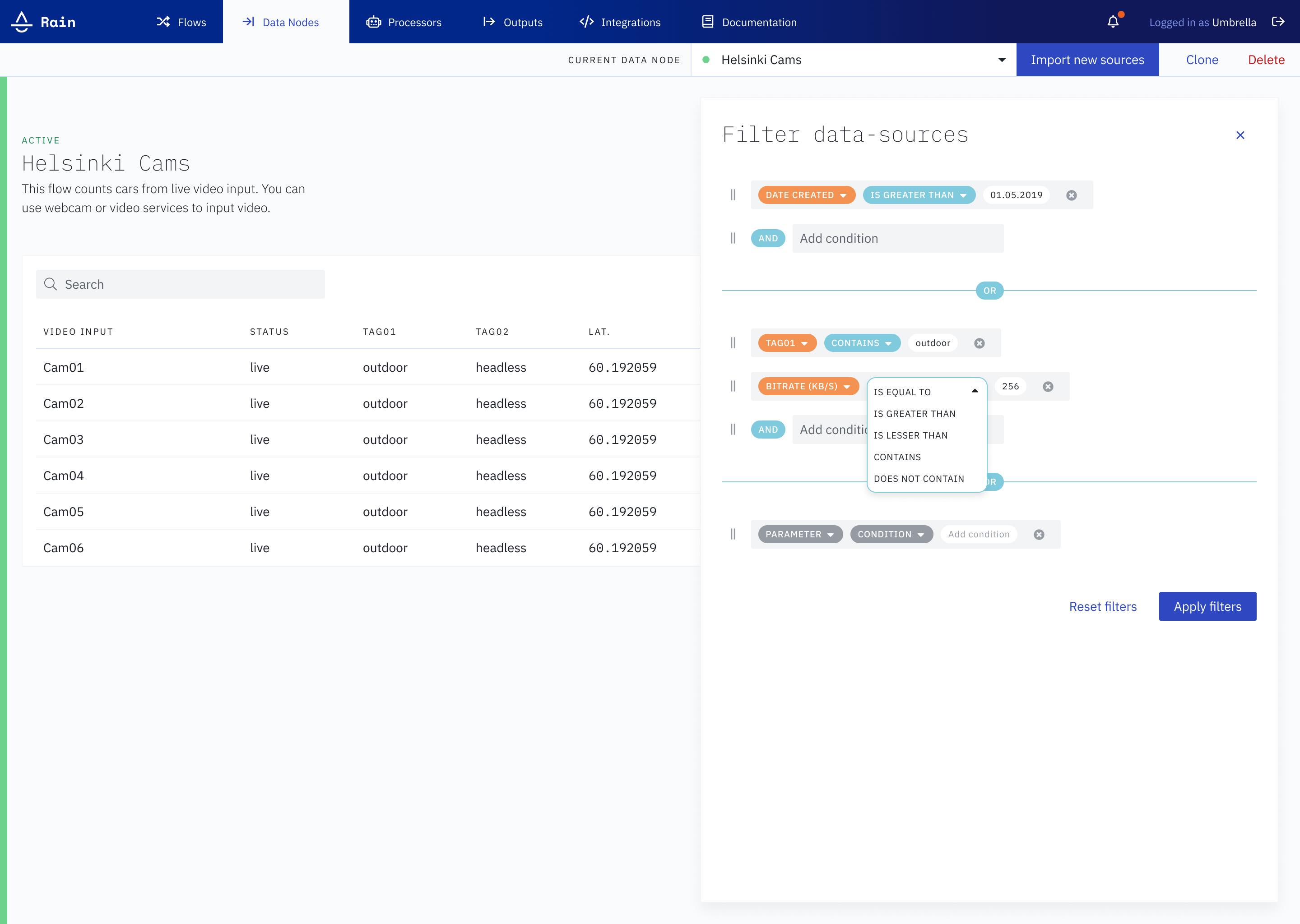 Filtering UI